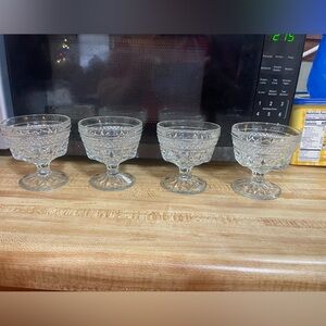 Anchor Hocking Wexford clear glass footed sherbet or dessert dishes- 2 left